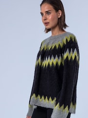 Suéter extragrande de estilo nórdico con estampado Fair Isle de la marca Religion - Imagen 7 de 8