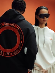 Reiss x McLaren F1 Team Black McLaren F1 Elasticated Cotton Hoodie - Image 1 of 9