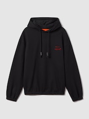 Reiss x McLaren F1 Team Black McLaren F1 Elasticated Cotton Hoodie - Image 2 of 9