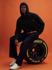 Reiss x McLaren F1 Team Black McLaren F1 Elasticated Cotton Hoodie - Image 3 of 9