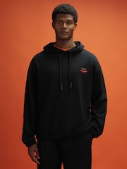 Reiss x McLaren F1 Team Black McLaren F1 Elasticated Cotton Hoodie - Image 4 of 9