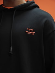 Reiss x McLaren F1 Team Black McLaren F1 Elasticated Cotton Hoodie - Image 5 of 9
