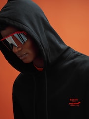 Reiss x McLaren F1 Team Black McLaren F1 Elasticated Cotton Hoodie - Image 7 of 9
