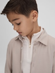 Reiss Stone Hendon Teen Cotton Button-Through Shirt - Image 4 of 6