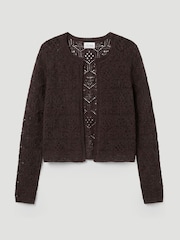 Hush Brown Crochet Cotton Edge to Edge Cardigan - Image 5 of 5