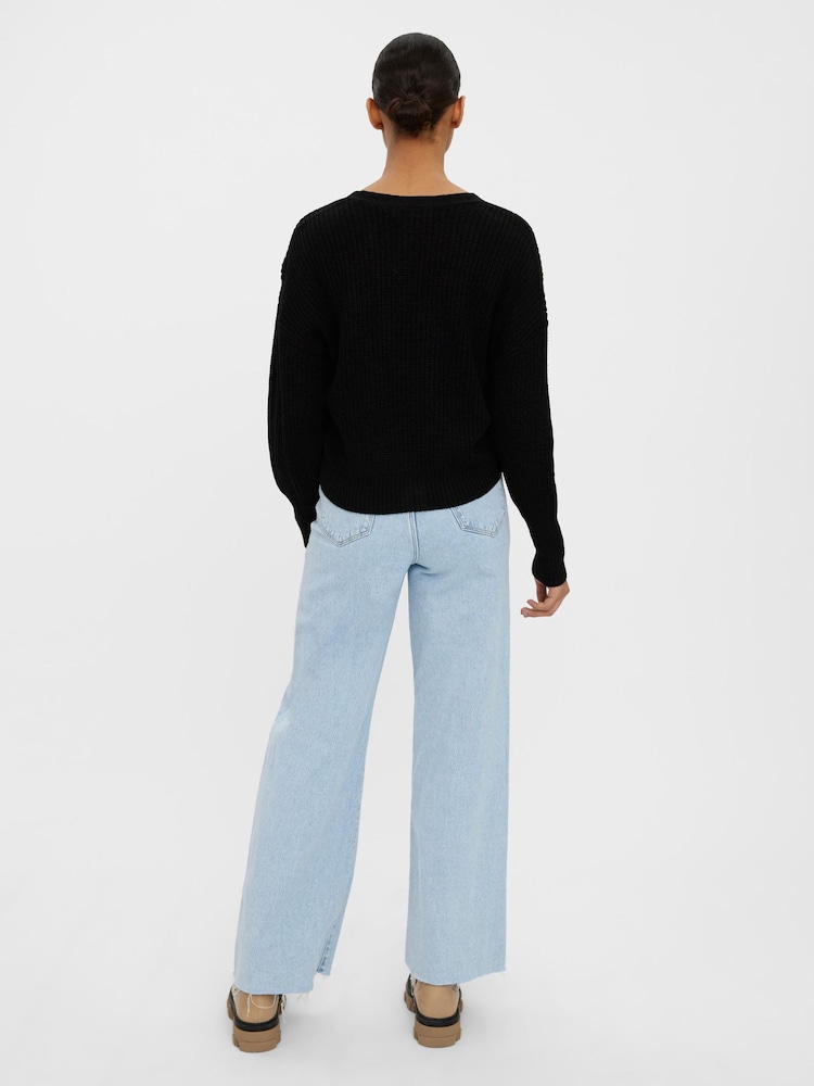 VERO MODA Black V-Neck Button Front Cardigan - Image 2 of 5