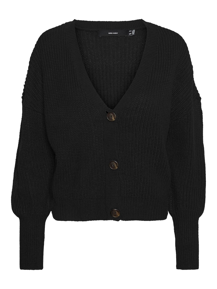 VERO MODA Black V-Neck Button Front Cardigan - Image 5 of 5