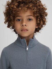 Reiss Nickel Blue/Kale Blackhall 3-9 yrs Two Pack Of Merino Wool Zip-Neck Jumpers - Image 4 of 8