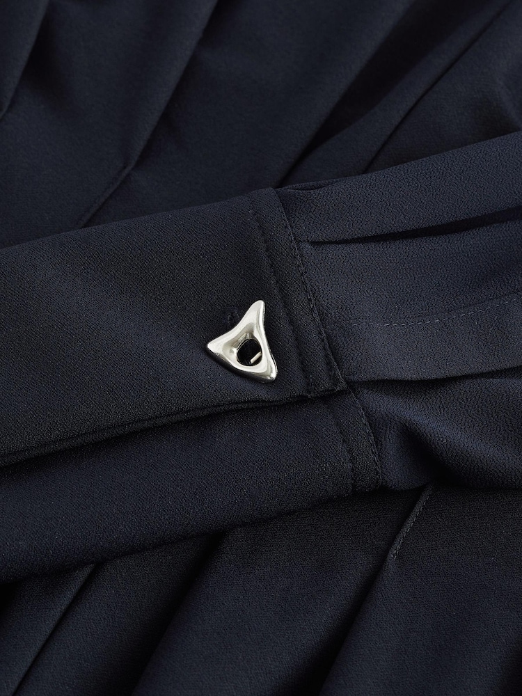 Navy Blue Corset Detail Long Sleeve Jumpsuit - Image 5 of 5