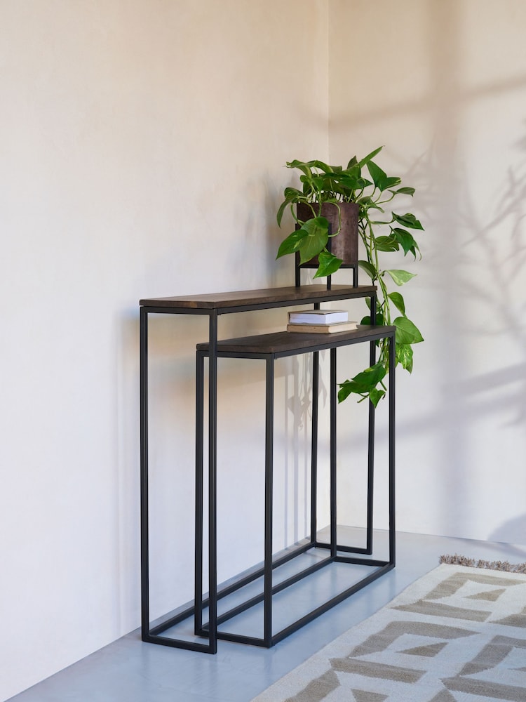 French Connection Dark Mango Wood Zircon Console Table - Image 1 of 7