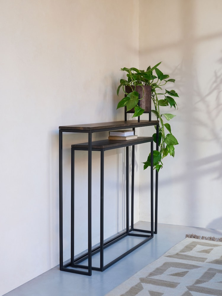 French Connection Dark Mango Wood Zircon Console Table - Image 2 of 7
