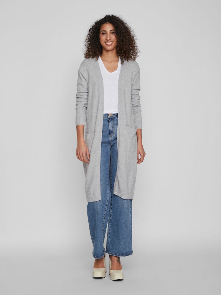 VILA Grey Longline Lightweight Cardigan - Image 1 of 6