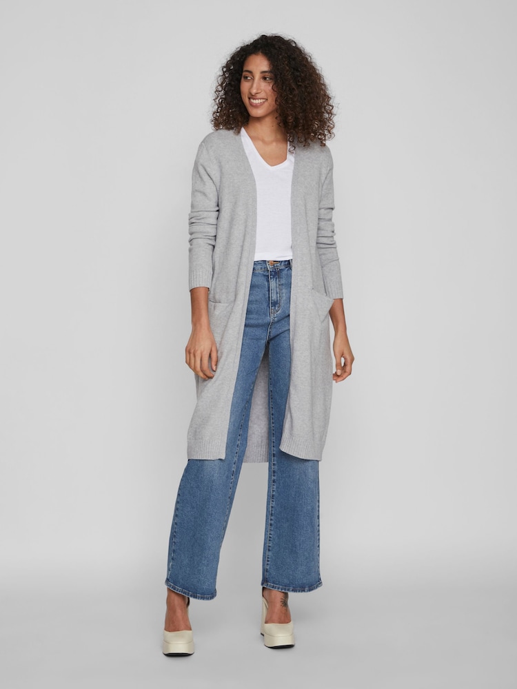 VILA Grey Longline Lightweight Cardigan - Image 2 of 6