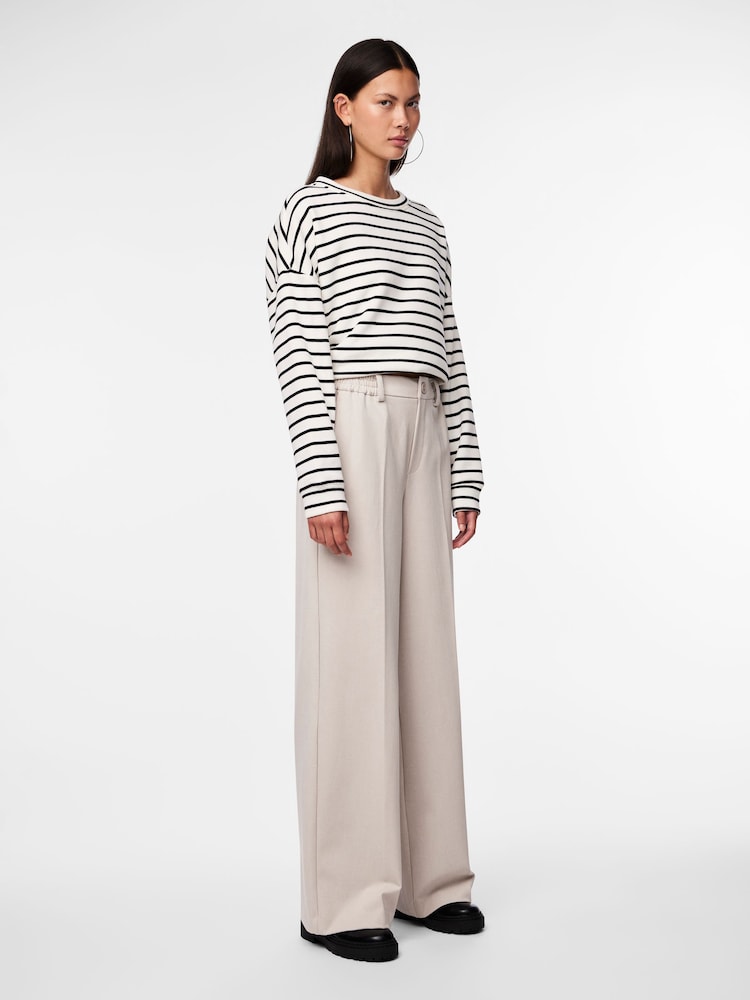 PIECES Cream High Waisted Wide Leg Trousers - Image 2 of 5