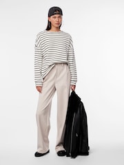 PIECES Cream High Waisted Wide Leg Trousers - Image 4 of 5