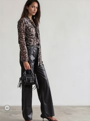 Religion Animal Leopard Print Alfa V-Neck Blouse With Tie Sash - Image 4 of 8