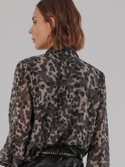Religion Animal Leopard Print Alfa V-Neck Blouse With Tie Sash - Image 6 of 8