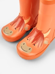 JoJo Maman Bébé Rust Kids' Highland Cow Wellies - Image 6 of 6
