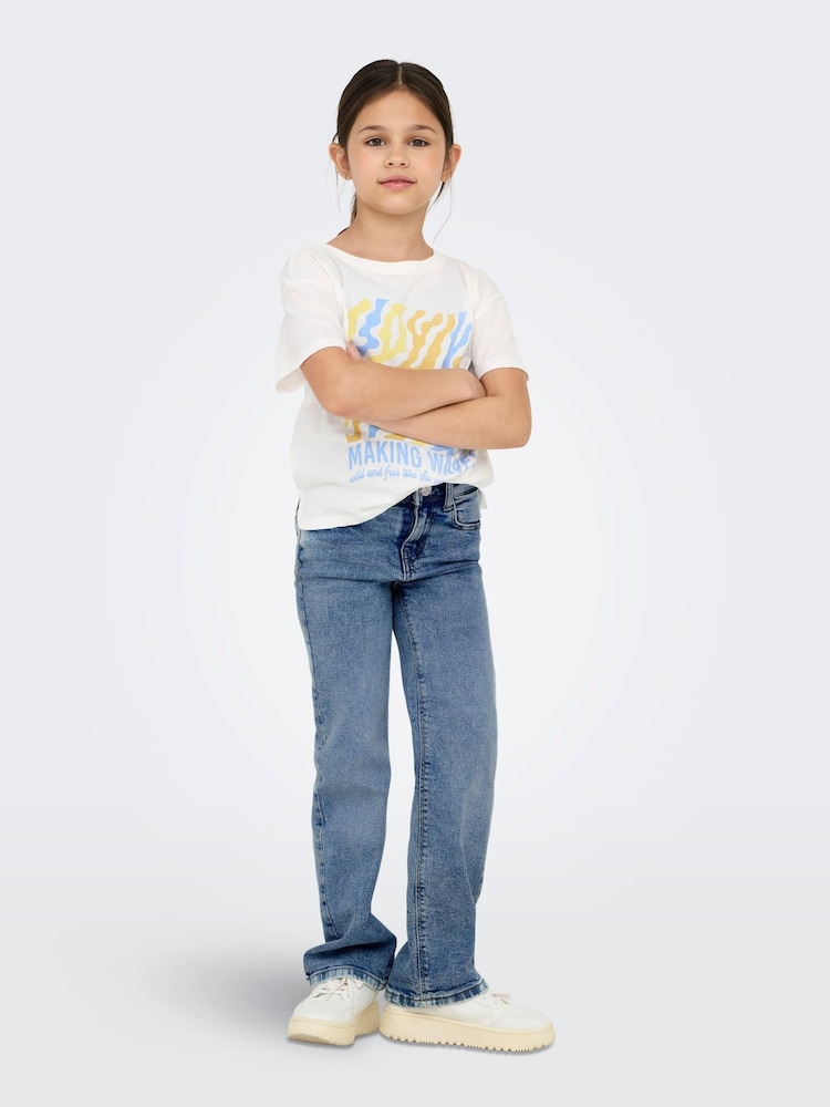 ONLY KIDS Light Blue Straight Leg Adjustable Waist Jeans - Image 1 of 5