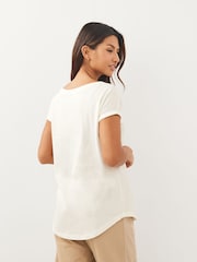 White Ecru/Grey/Brown Print 100% Cotton Cap Sleeve T-Shirts 3 Pack - Image 4 of 9