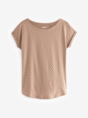 White Ecru/Grey/Brown Print 100% Cotton Cap Sleeve T-Shirts 3 Pack - Image 7 of 9
