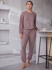 Mocha Soft Waffle Long Sleeve Pyjamas - Image 2 of 10