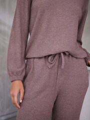 Mocha Soft Waffle Long Sleeve Pyjamas - Image 5 of 10