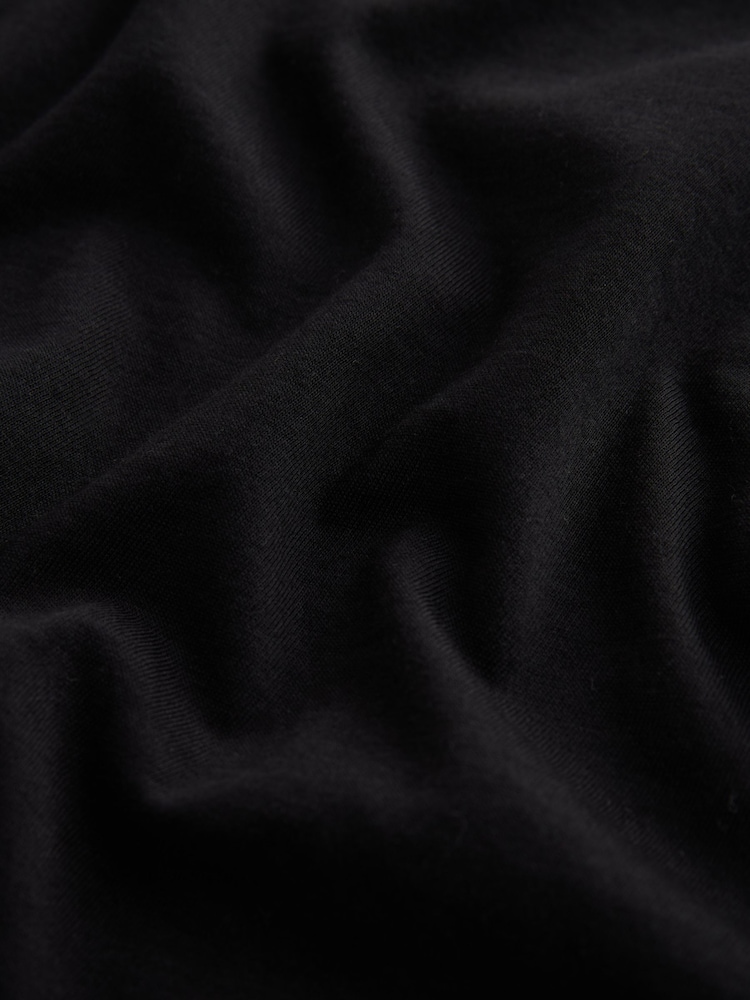 Черный - Неглубокий V-образный вырез 100% Cotton Rich укороченный рукав футболки - Изображение 6 из 6
