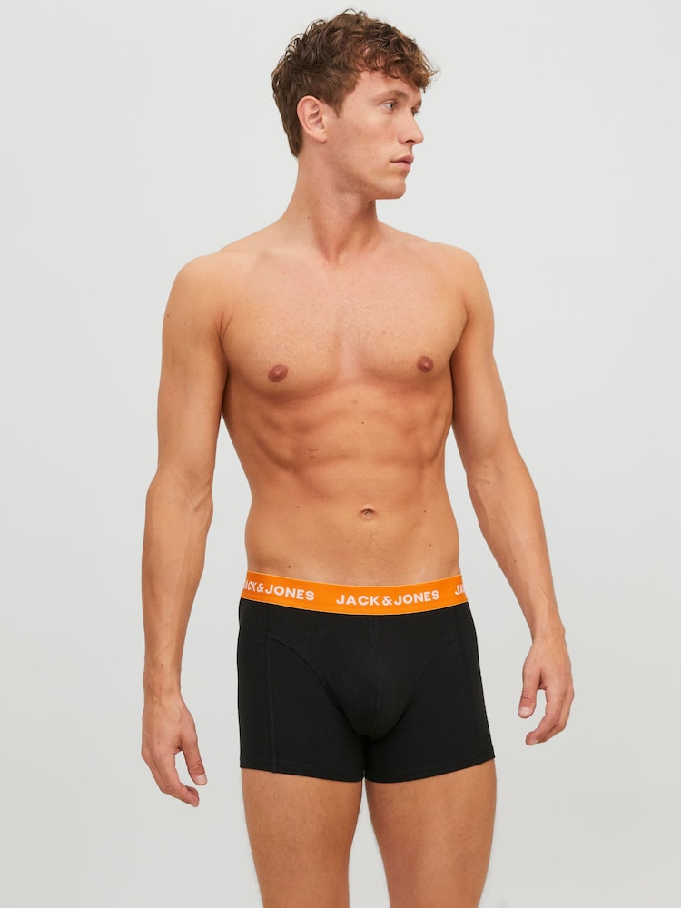 JACK & JONES Navy Black Logo 100% Cotton Boxers 3 Pack - Image 1 of 6 JACK & JONES Navy Black Logo 100% Cotton Boxers 3 Pack - Image 1 of 6