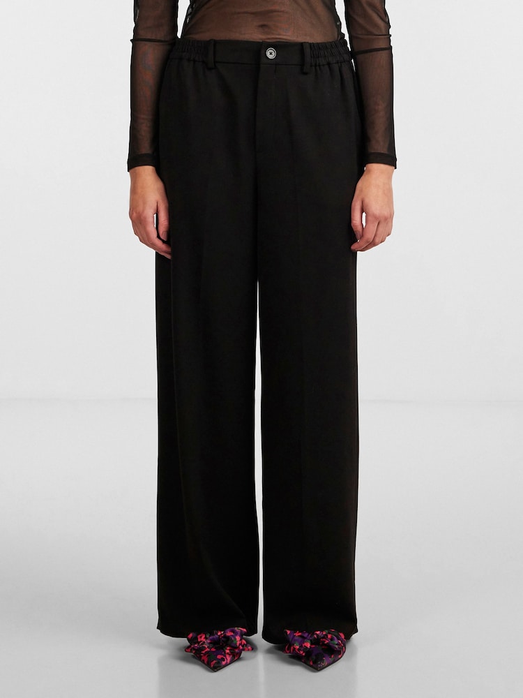 PIECES Black High Waisted Wide Leg Trousers - Image 1 of 6