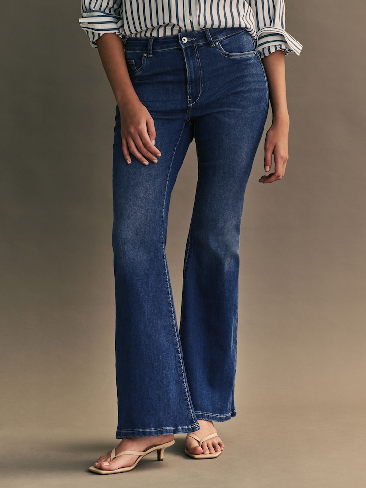 ONLY Blue High Waisted Flare Leg Rose Jeans - Image 1 of 7