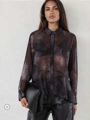 Religion Blue Iona Peplum Shirt In Floral Print - Image 1 of 8
