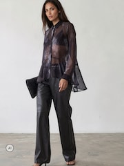 Religion Blue Iona Peplum Shirt In Floral Print - Image 2 of 8