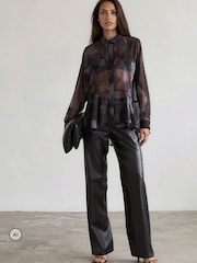 Religion Blue Iona Peplum Shirt In Floral Print - Image 3 of 8