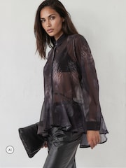 Religion Blue Iona Peplum Shirt In Floral Print - Image 4 of 8
