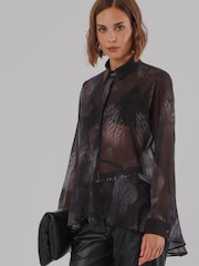 Religion Blue Iona Peplum Shirt In Floral Print - Image 6 of 8