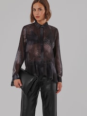 Religion Blue Iona Peplum Shirt In Floral Print - Image 7 of 8