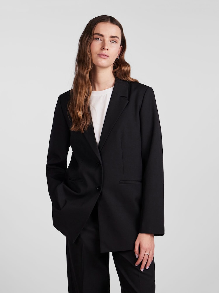 PIECES Black Relaxed Fit Tailored Blazer - Image 1 of 6