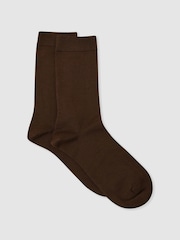 Reiss Chocolate Sacha Silk-Blend Socks - Image 1 of 3