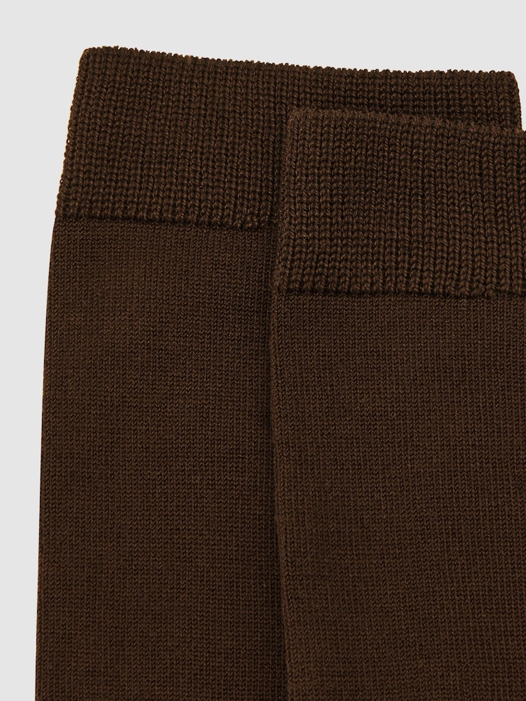 Reiss Chocolate Sacha Silk-Blend Socks - Image 2 of 3