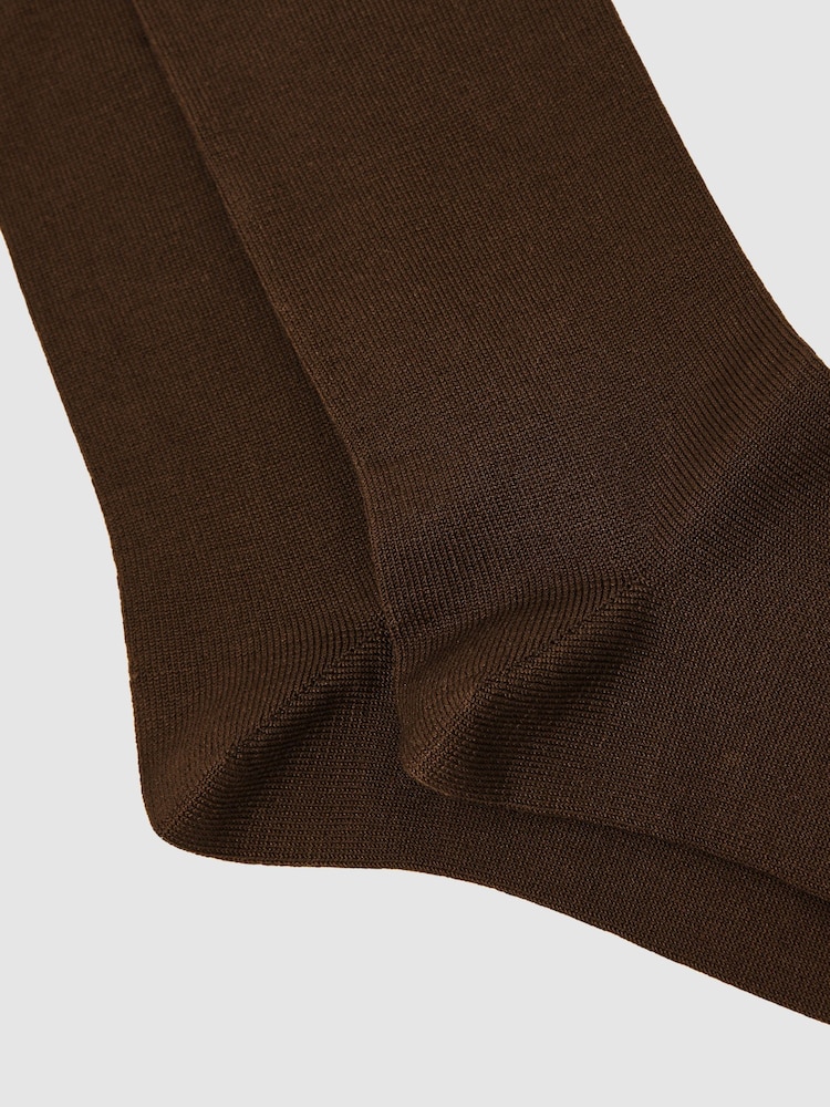 Reiss Chocolate Sacha Silk-Blend Socks - Image 3 of 3