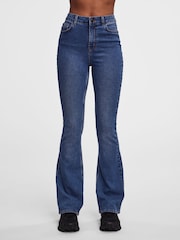 PIECES Blue High Waisted Flare Leg Jeans - Image 1 of 6
