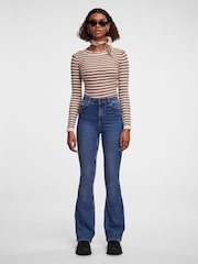 PIECES Blue High Waisted Flare Leg Jeans - Image 2 of 6