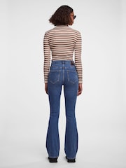 PIECES Blue High Waisted Flare Leg Jeans - Image 3 of 6