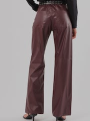 Religion Red Straight Leg 5 Pocket Faux Leather Jane Trousers - Image 4 of 8