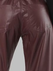 Religion Red Straight Leg 5 Pocket Faux Leather Jane Trousers - Image 6 of 8