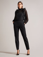 Ted Baker Black Knit Rib Collar Aubreei Blouse with Balloon Sleeves - Image 3 of 6