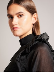 Ted Baker Black Knit Rib Collar Aubreei Blouse with Balloon Sleeves - Image 4 of 6