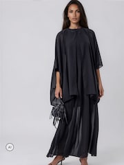 Religion Black Maesie Maxi Dress With Detachable Cape And Tassle Ties - Image 3 of 8