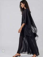 Religion Black Maesie Maxi Dress With Detachable Cape And Tassle Ties - Image 4 of 8